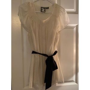 Sheer Textured Top with Built in Cami & Tie Sash